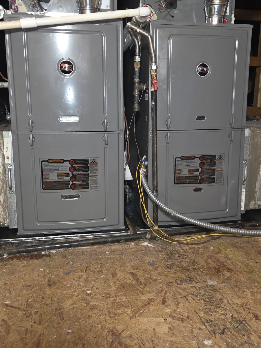 Twin gas furnaces installed by Hixon for a Grayson-area home